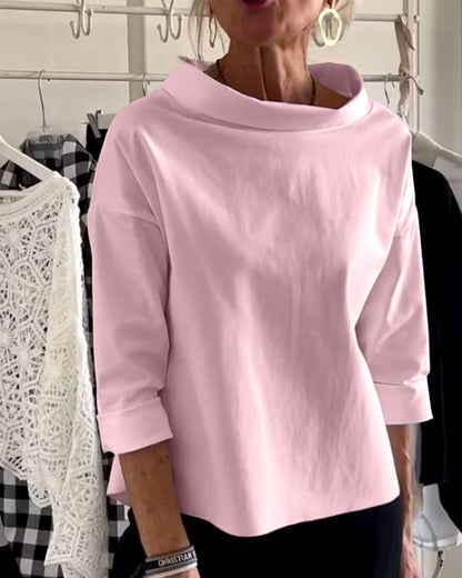 Damen Bluse Wasserfallkragen 3/4 Arm