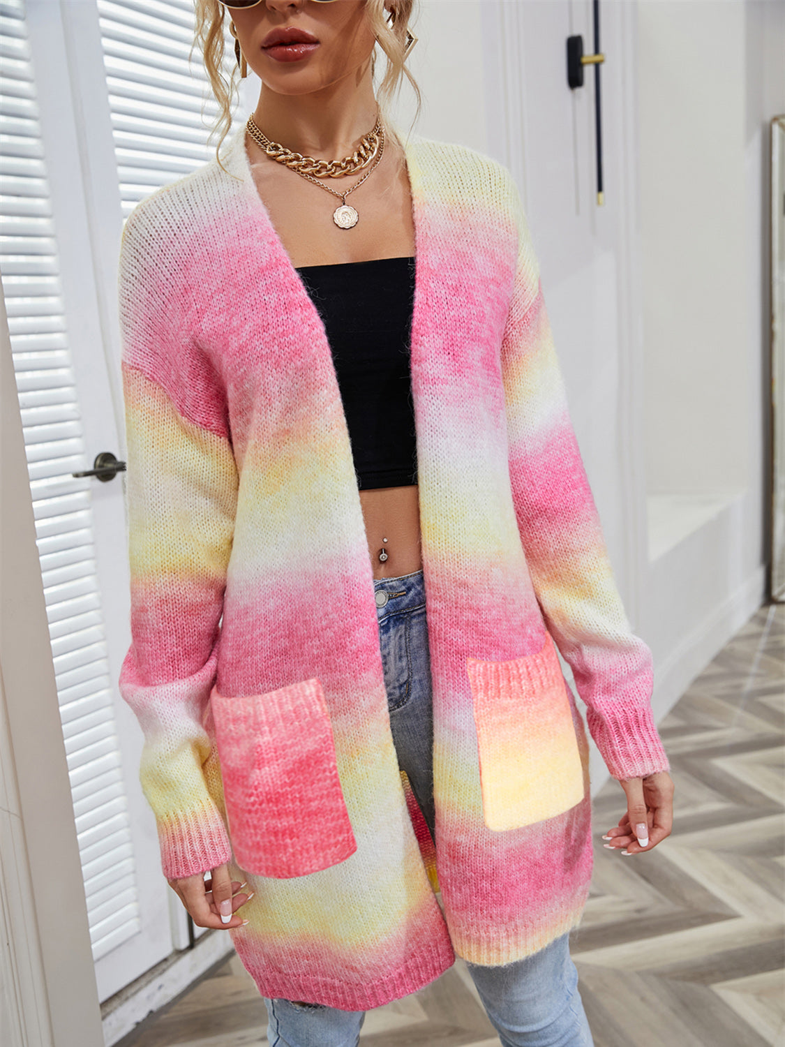 Engel Flügel Cardigan Gefüttert Offen Vorne Gradient Frauen