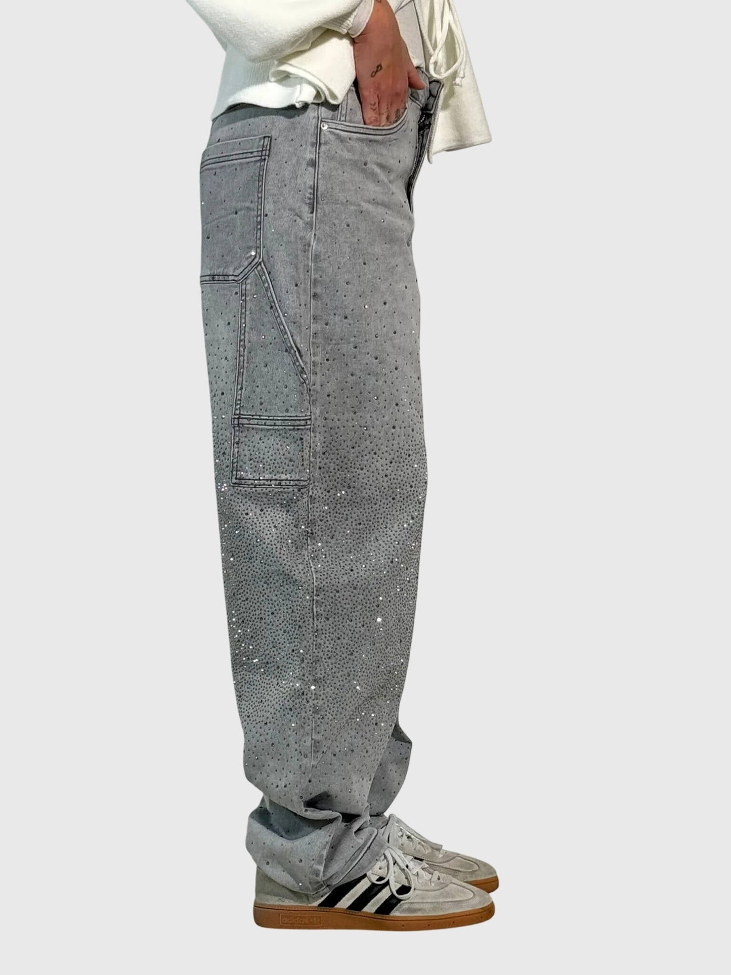 Damen Glänzende Diamant Jeanshose