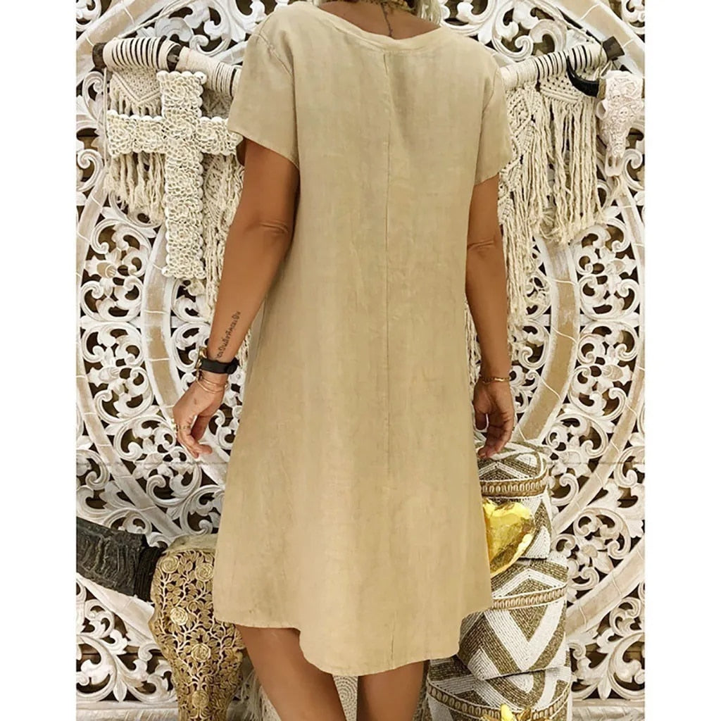 Damen Kleid Bequem Leicht Locker