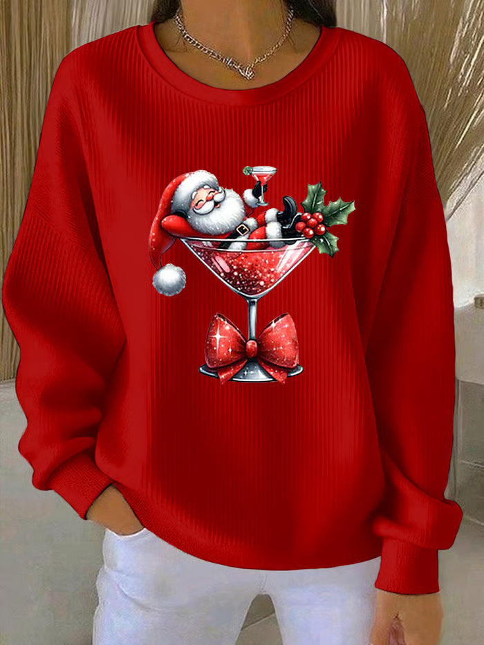Weihnachtspullover Damen Verspielter Weihnachtsmann Design Rot - Norvielle