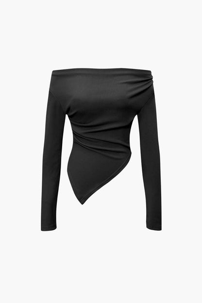 Damen Zweiteiler-Set Asymmetrisches Oberteil Weite Hose