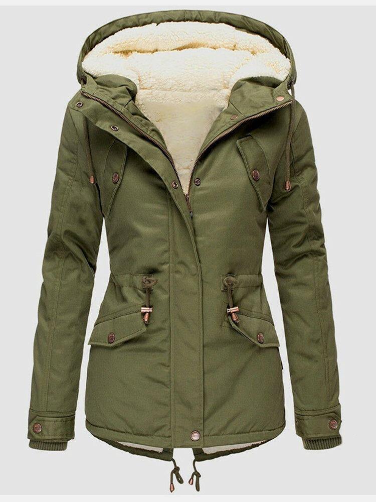 Damen Winterjacke Fleecefutter Verstellbare Kapuze