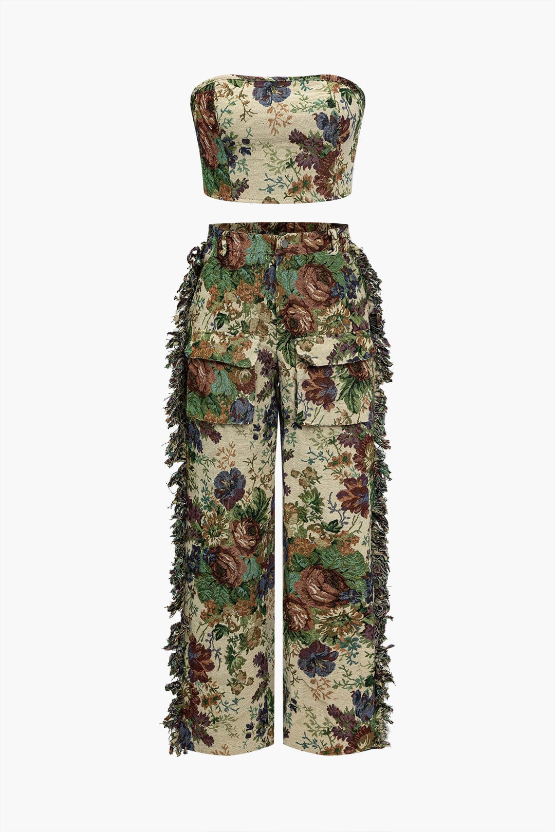 Jara Damen Zweiteiler-Set Bustier bestickte Cargo-Hose - Norvielle