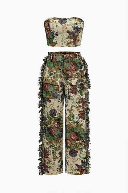 Jara Damen Zweiteiler-Set Bustier bestickte Cargo-Hose - Norvielle