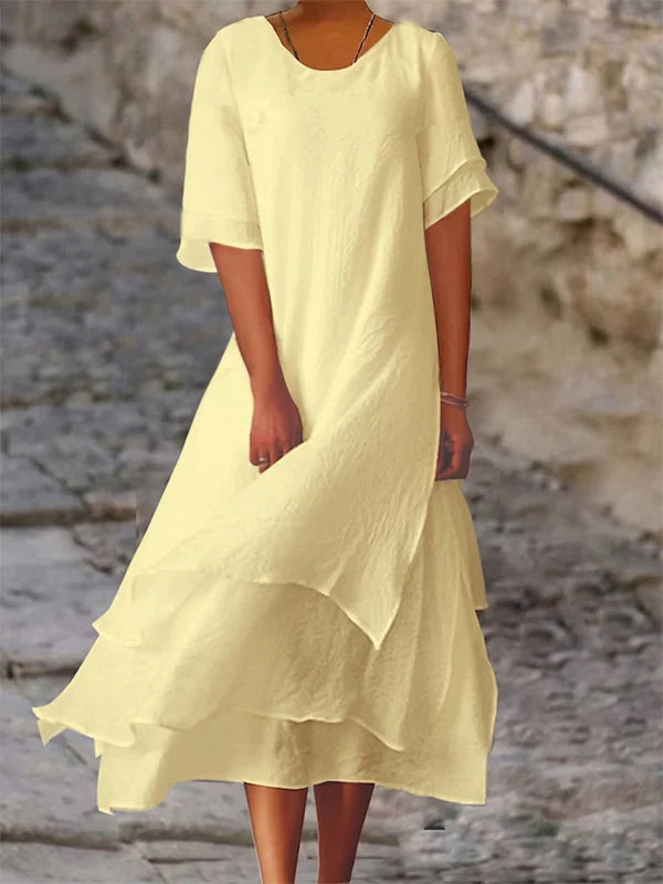 Norvielle Damen Blockschlitzkleid Eleganz
