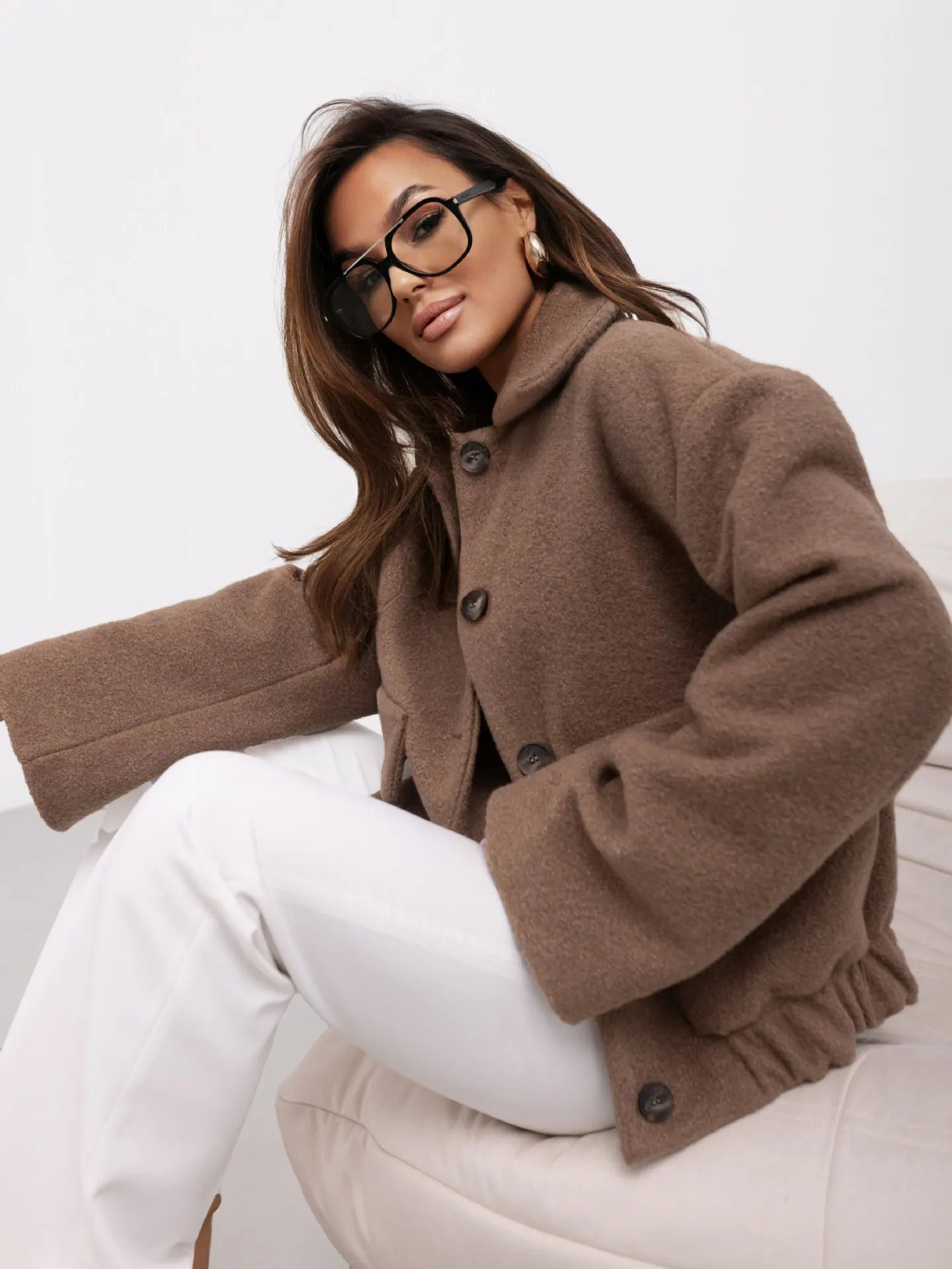 Damen Kurzjacke Große Taschen Stylisch