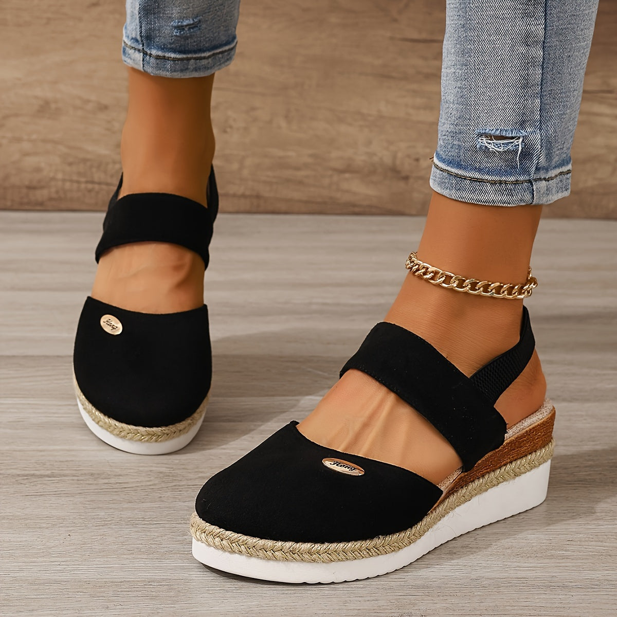 Damen Sandalen Auf Plattform Rutschfest Elastisch
