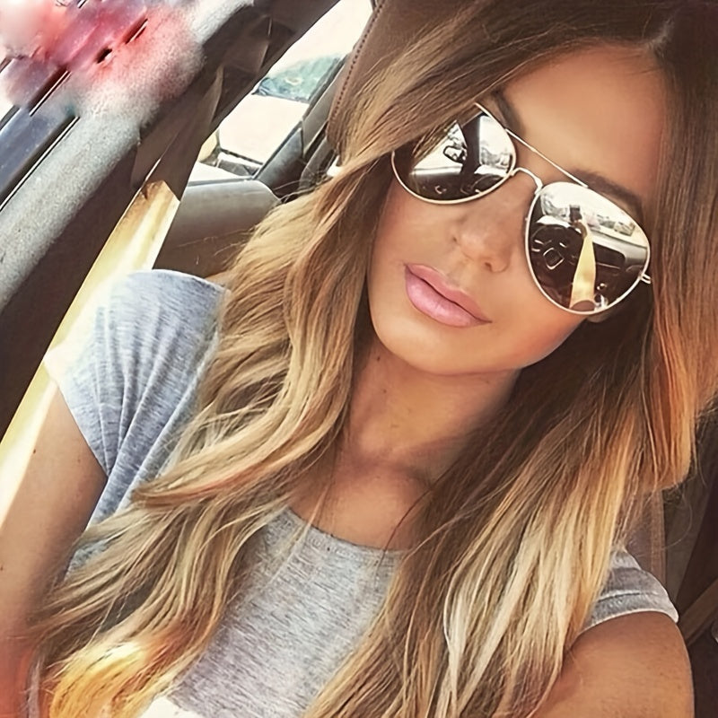 Damen Aviator Sonnenbrille Goldener Rahmen - Norvielle