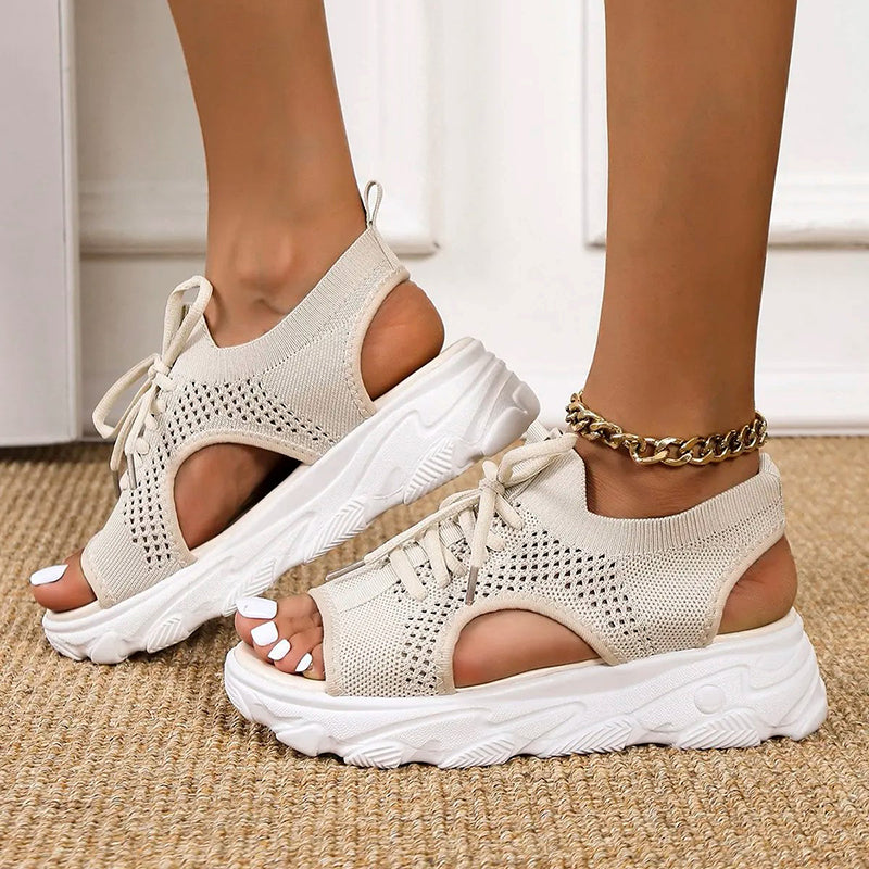 Norvielle Damen Plateausandalen Atmungsaktives Material - Norvielle