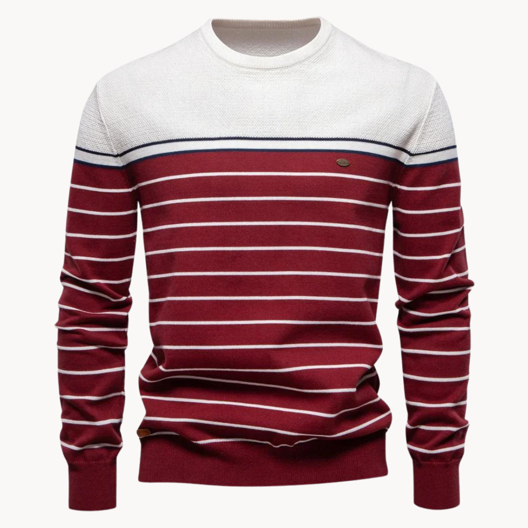 Norvielle Damen Pullover Baumwoll Streifenmuster