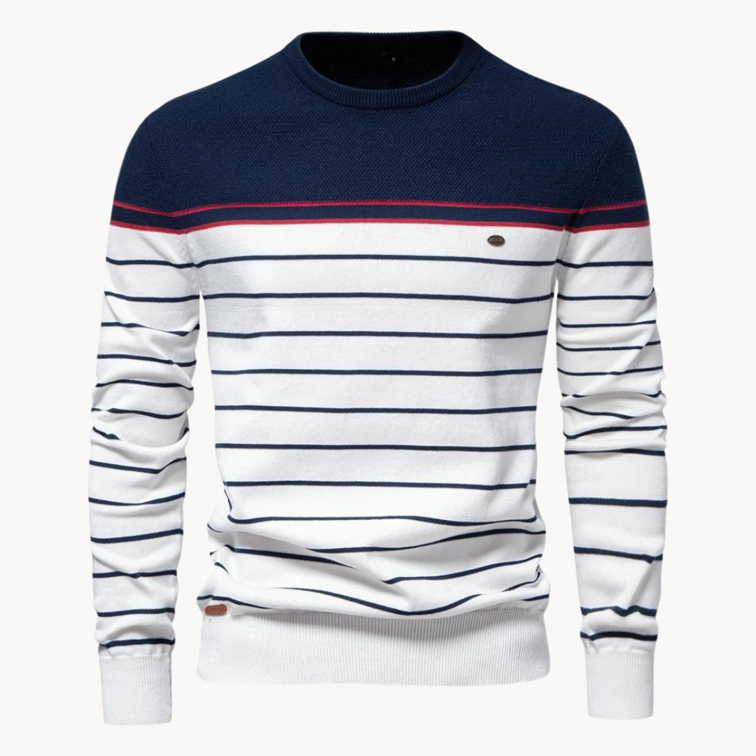 Norvielle Damen Pullover Baumwoll Streifenmuster - Norvielle