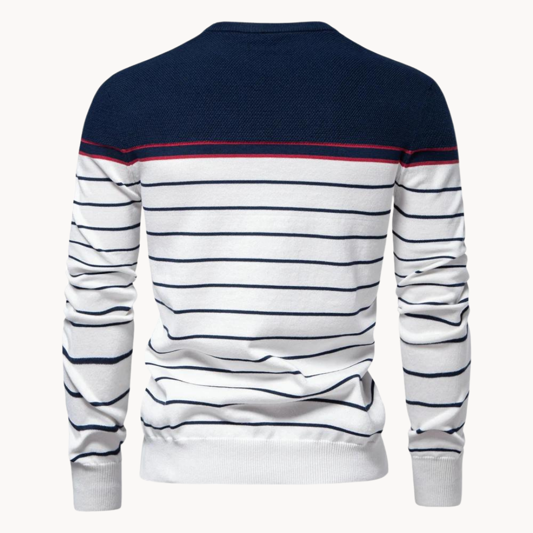 Norvielle Damen Pullover Baumwoll Streifenmuster