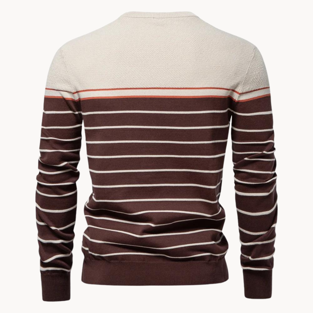 Norvielle Damen Pullover Baumwoll Streifenmuster