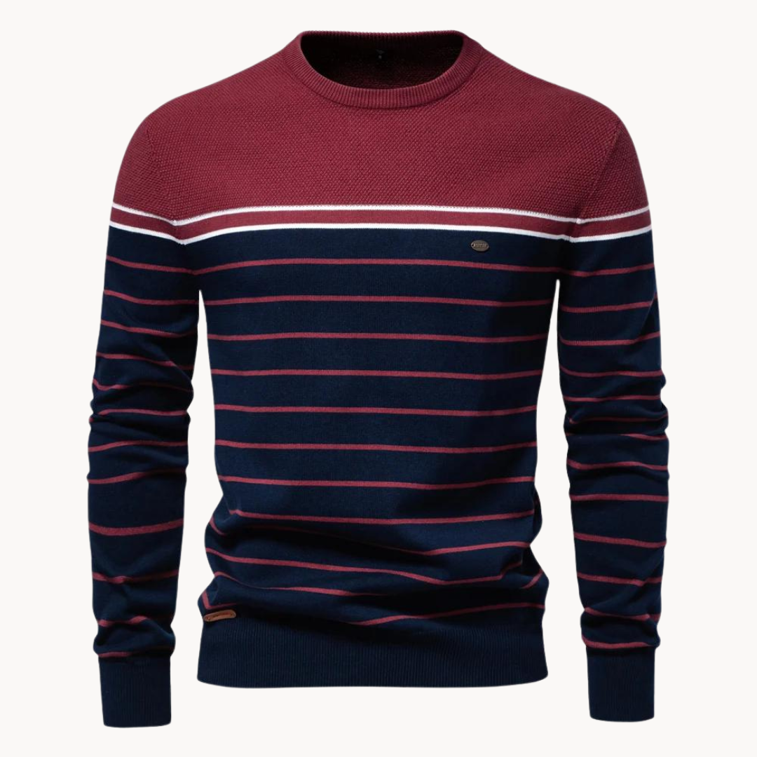 Norvielle Damen Pullover Baumwoll Streifenmuster
