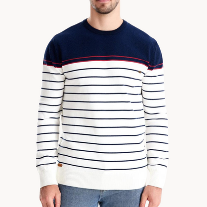 Norvielle Damen Pullover Baumwoll Streifenmuster