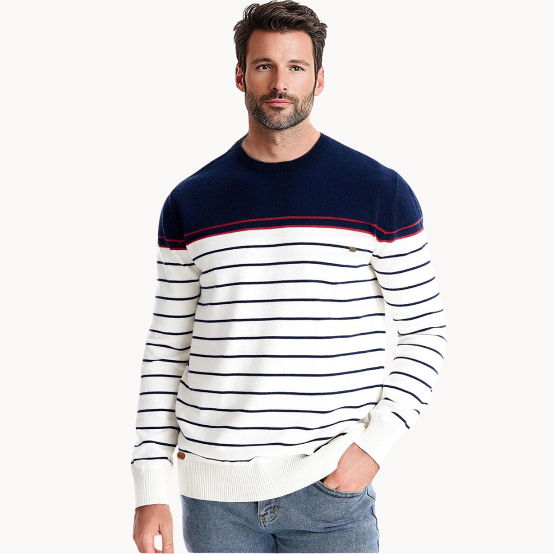 Norvielle Damen Pullover Baumwoll Streifenmuster
