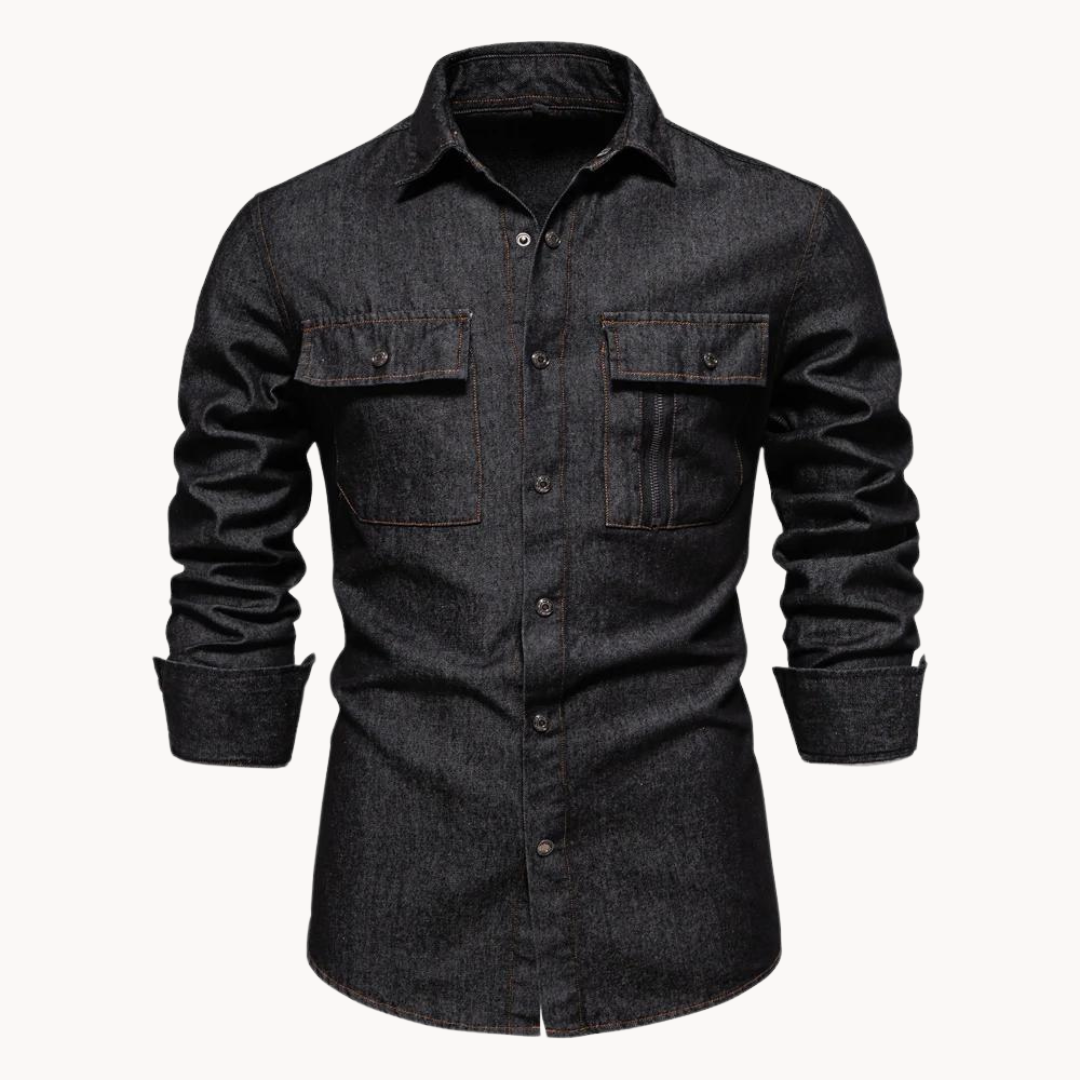 Norvielle Herren Jeanshemd Locker Passform - Norvielle