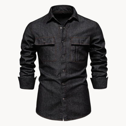 Norvielle Herren Jeanshemd Locker Passform - Norvielle