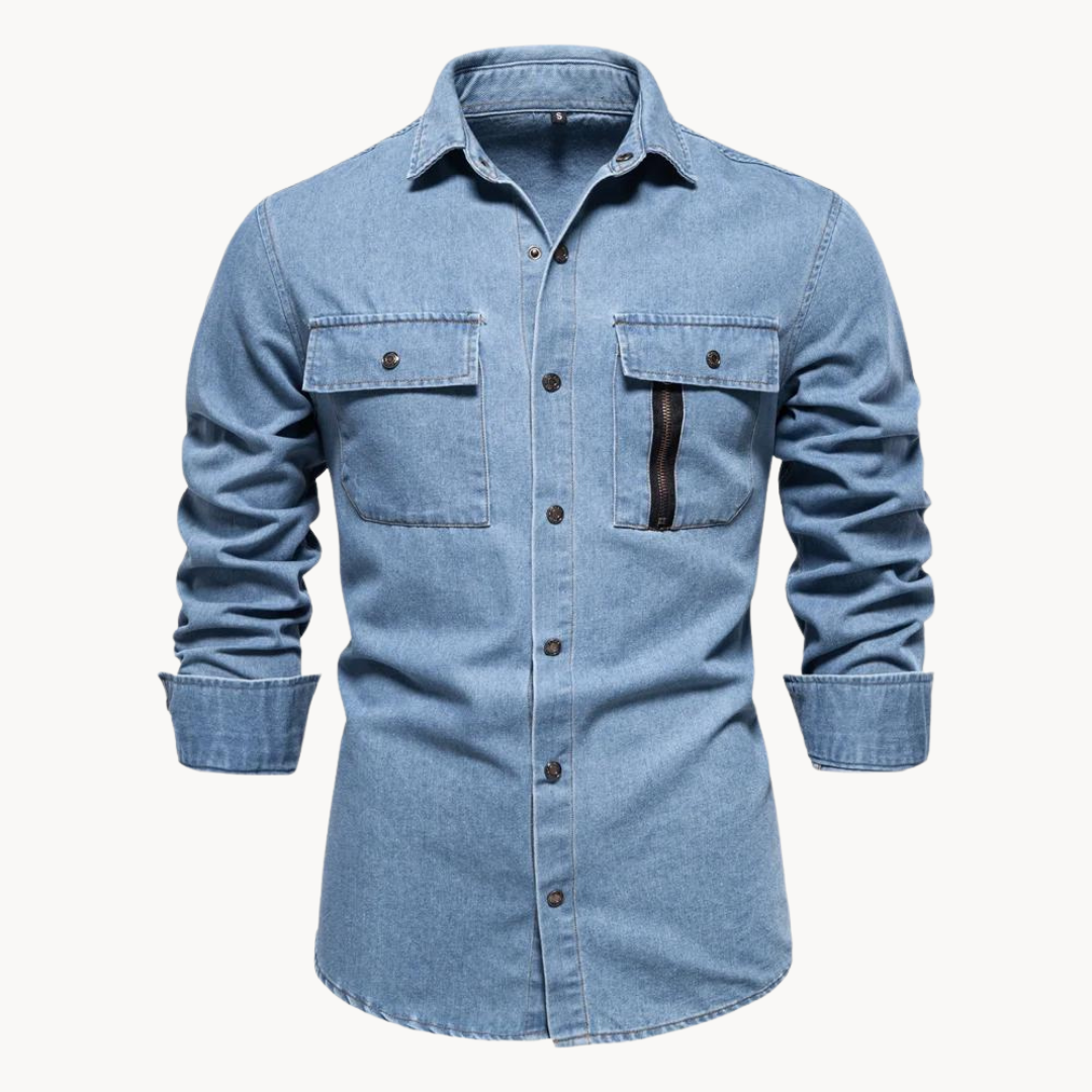 Norvielle Herren Jeanshemd Locker Passform