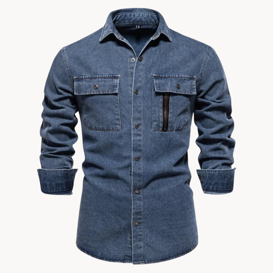Norvielle Herren Jeanshemd Locker Passform