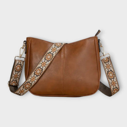 Damen Schultertasche Boho Stil Leder Braun - Norvielle