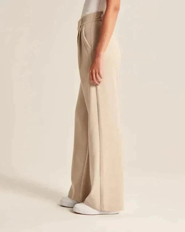 Damen Pantalon Weite Beine Hohe Taille