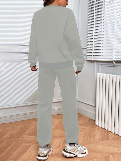 Damen Jogging Set Oversized Sweatshirt Hochtaillierte Jogger Weich - Norvielle