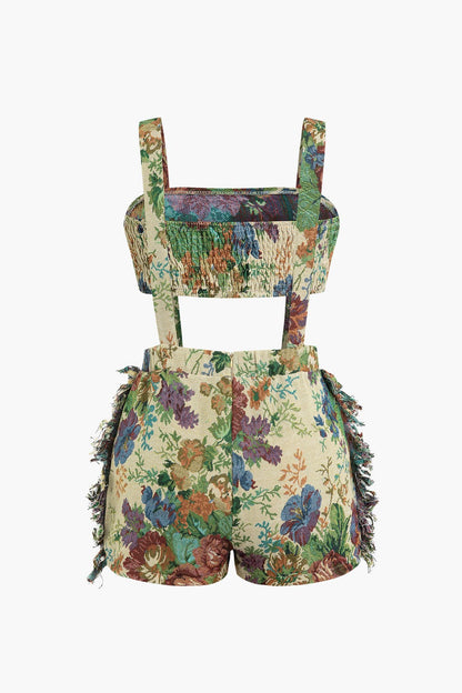 Damen Zweiteiler-Set Blumenmuster Vintage-Style