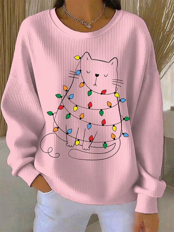 Weihnachtsstrickpullover Katzenmotiv - Norvielle