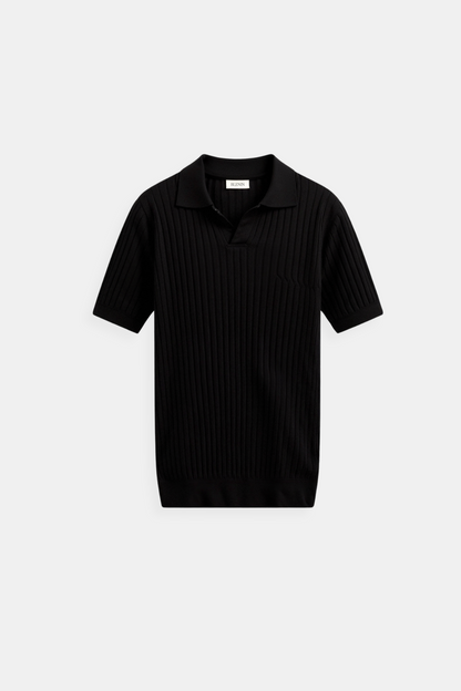 Herren Poloshirt Kurzarm Gerippt Elegant Weiß
