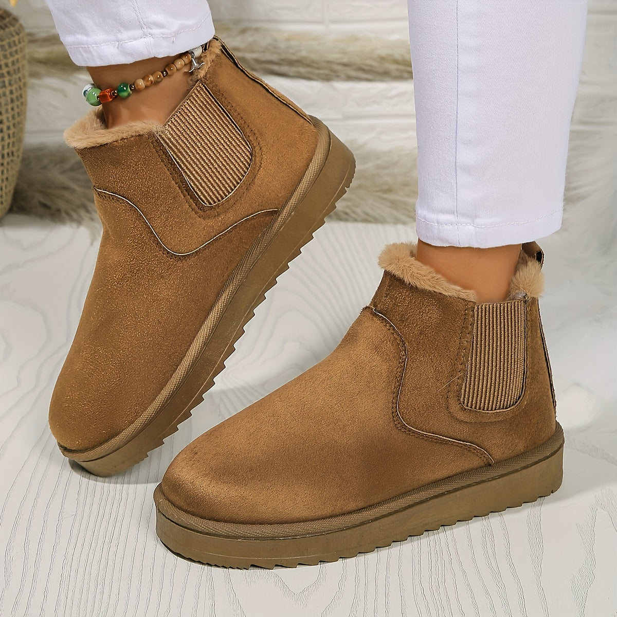Damen Winterstiefel Slip-On Elastisch Warm