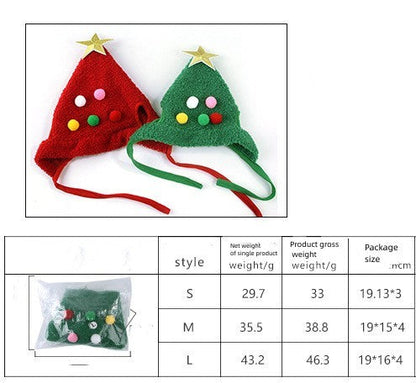 Weihnachtshut für Haustiere mit Pompon und Goldrand
