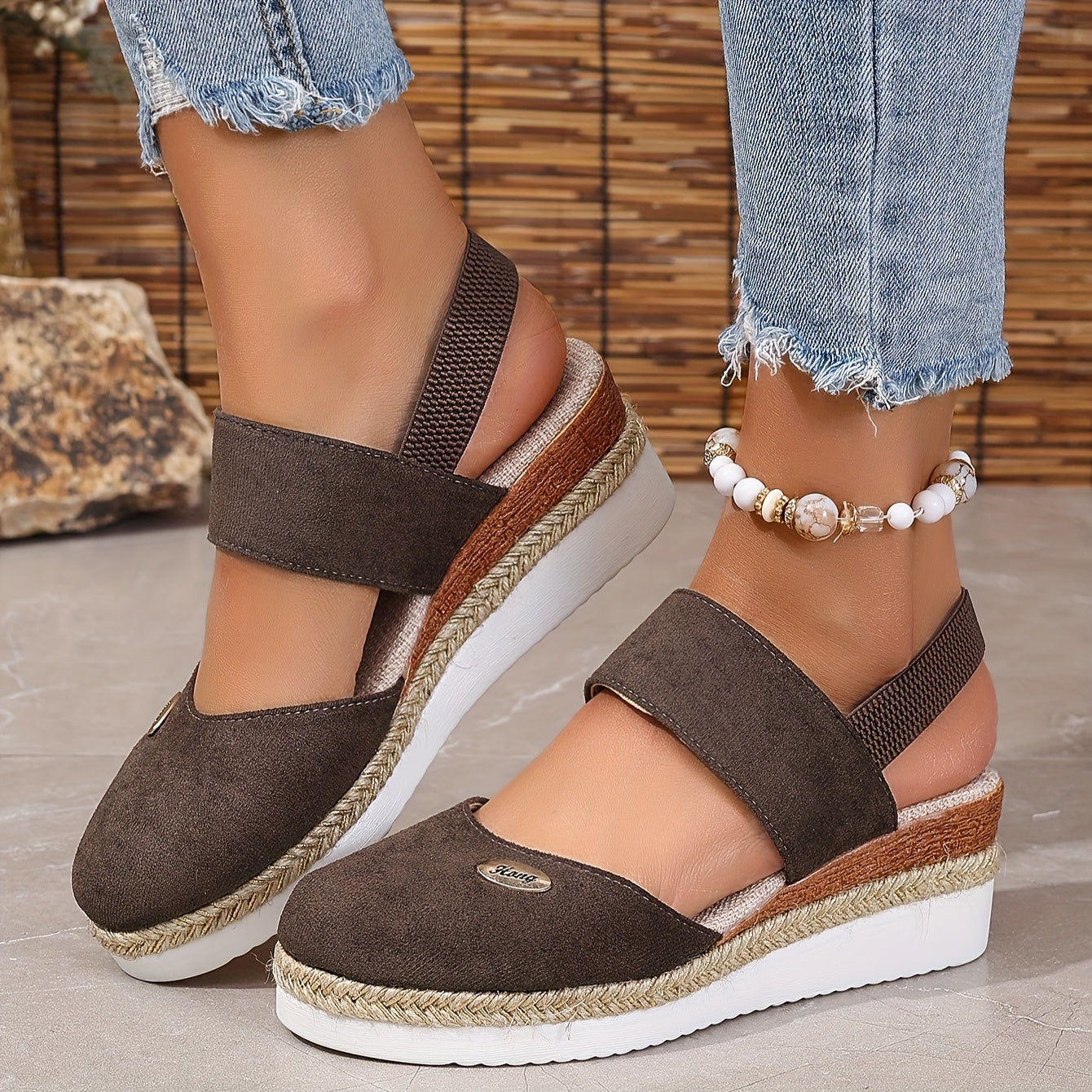 Damen Sandalen Auf Plattform Rutschfest Elastisch