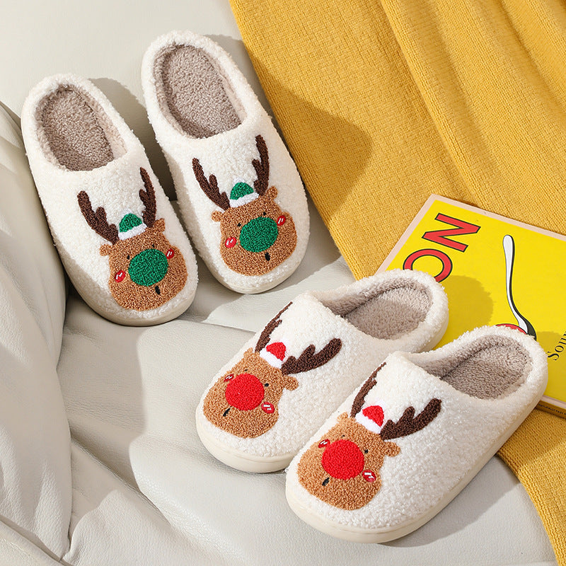 Weihnachtliche Damen Plüsch-Hausschuhe Warm