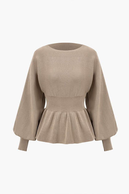 Damen Strick-Set Peplum- Bleistiftrock Elegantes Ensemble