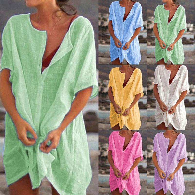 Norvielle Damen Übergroßes Einfarbiges Kleid - Norvielle