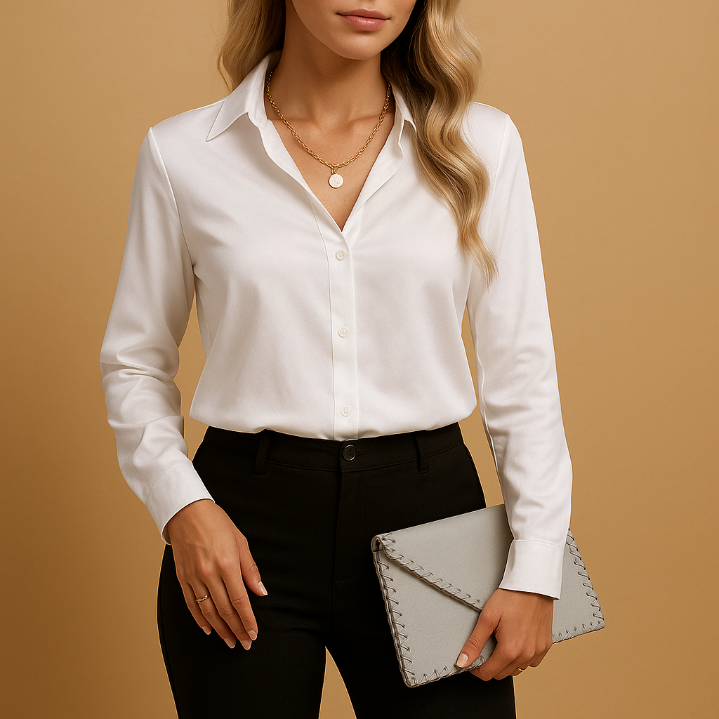 Damen Bluse Elegantes Design Zeitlos Weiß