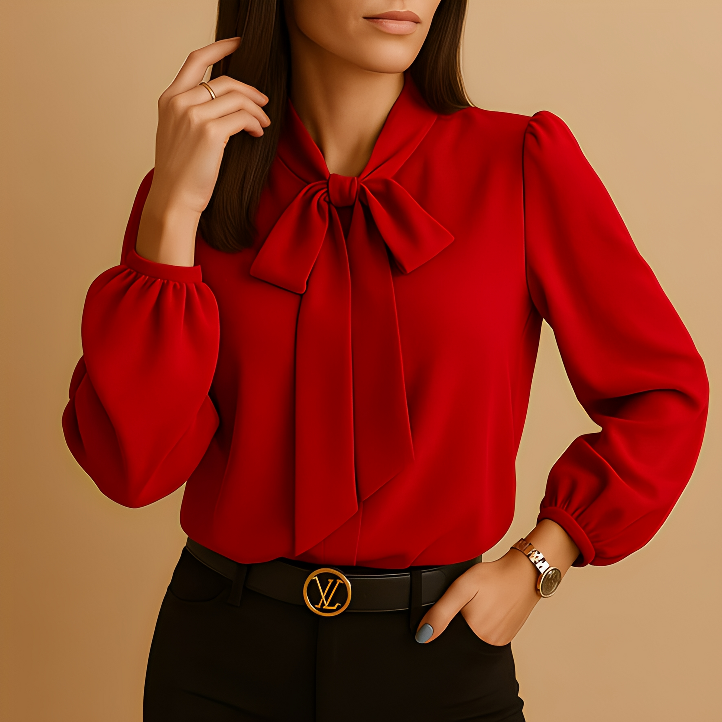Damen Bluse mit Schleife Elegantes Design