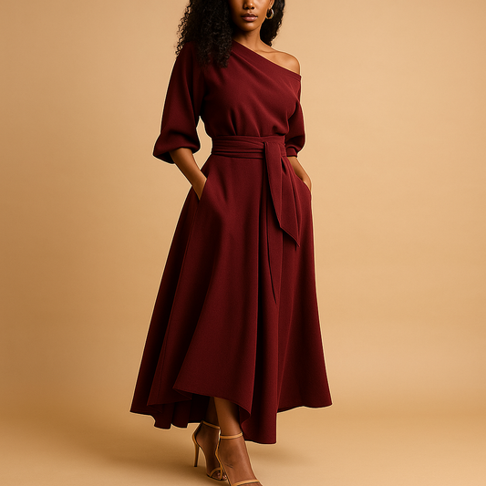 Damenkleid mit Taillengürtel Komfortabel Sommer - Norvielle