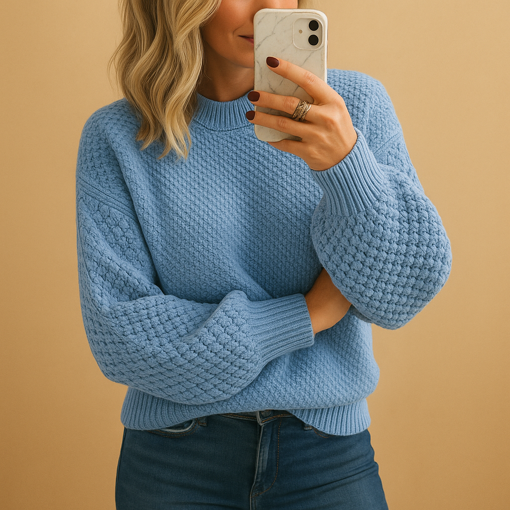 Damen Grobstrickpullover Winterwarm Beige