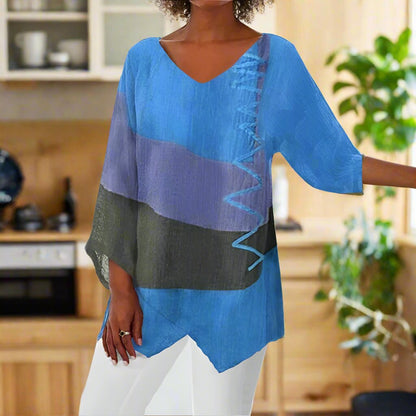 Damenbluse Dreifarb-Design Elegante Bluse Modern Vielseitig