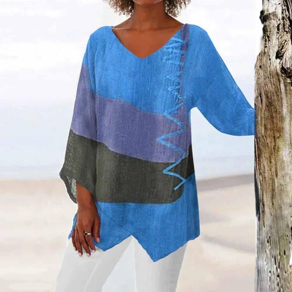 Damenbluse Dreifarb-Design Elegante Bluse Modern Vielseitig
