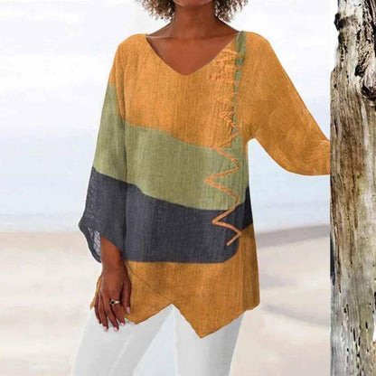 Damenbluse Dreifarb-Design Elegante Bluse Modern Vielseitig