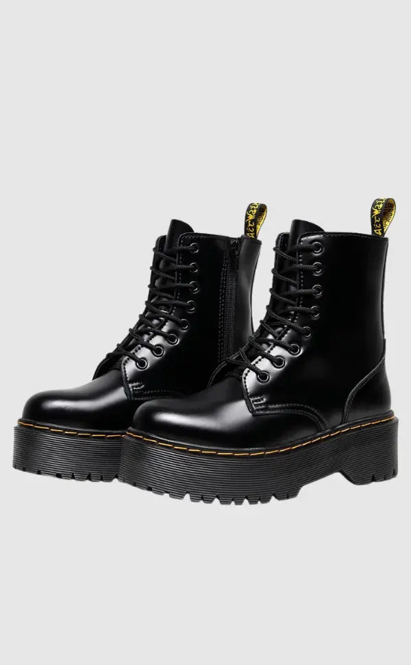 Ella Damen Plateaustiefel Leder Komfort