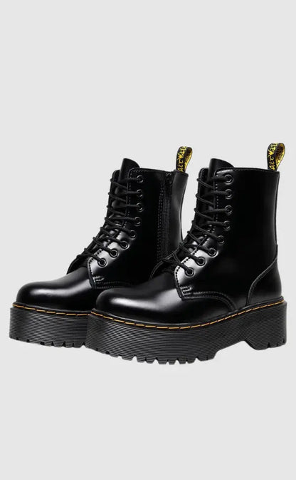 Ella Damen Plateaustiefel Leder Komfort