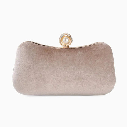 Damen Samt-Clutch Perlenverschluss Gold-Details Schwarz - Norvielle