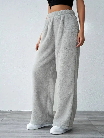 Damen Hohe Taille Teddy Jogginghosen Baggy Style - Norvielle