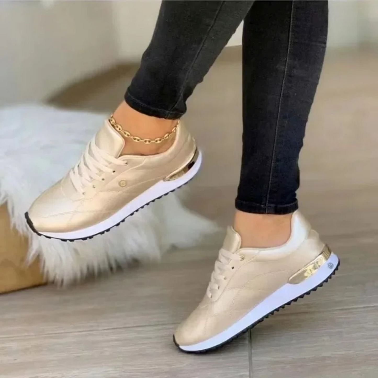 Damen Sneaker Schlank Komfortabel Schwarz - Norvielle