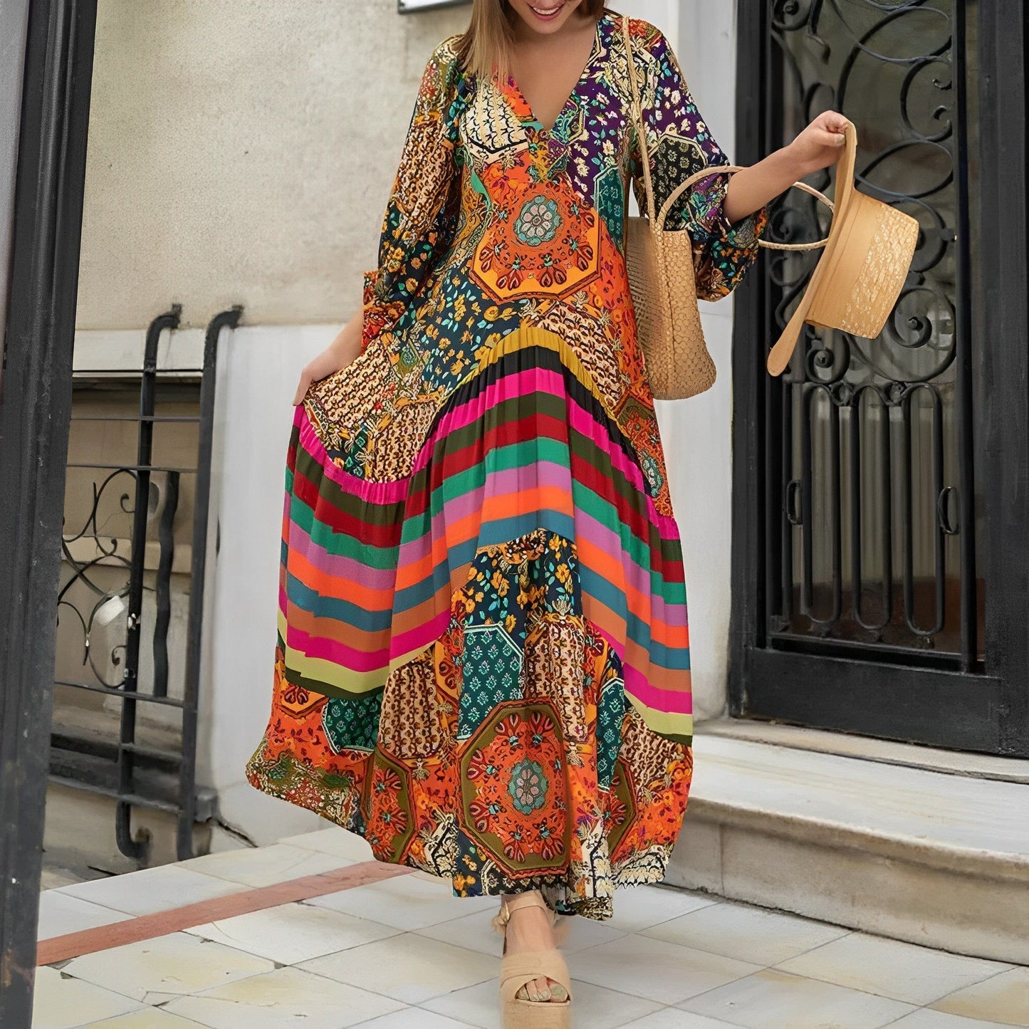Elegantes Damenkleid Boho-Stil